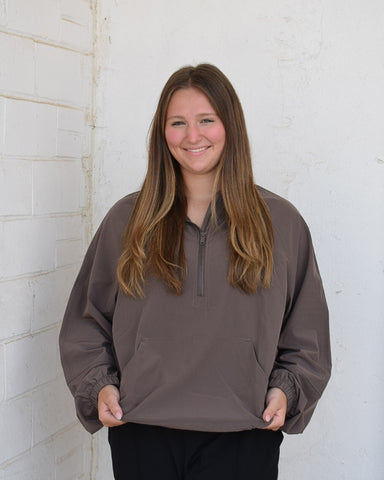 TAKE IT EASY CROPPED ACTIVE JACKET- BROWN