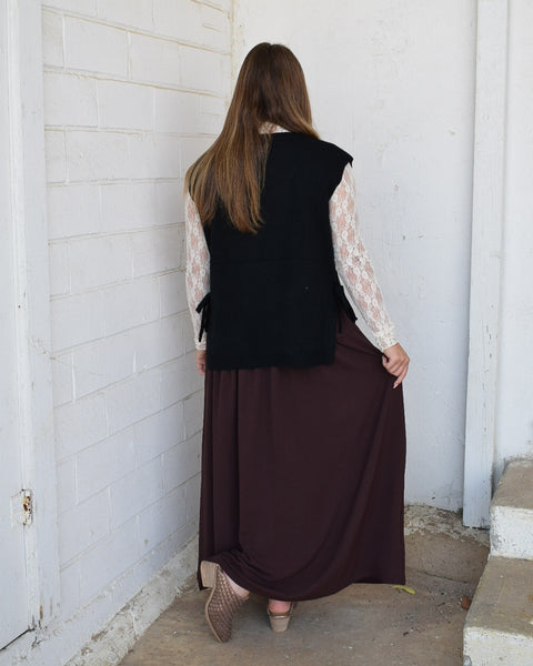 SCUBA MAXI SKIRT- BROWN - Salty Lime Boutique