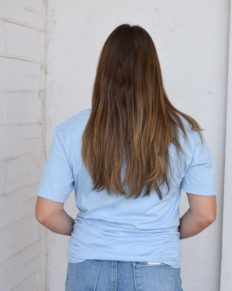 DISCO CHERRIES GRAPHIC TEE - LT BLUE - CURVY