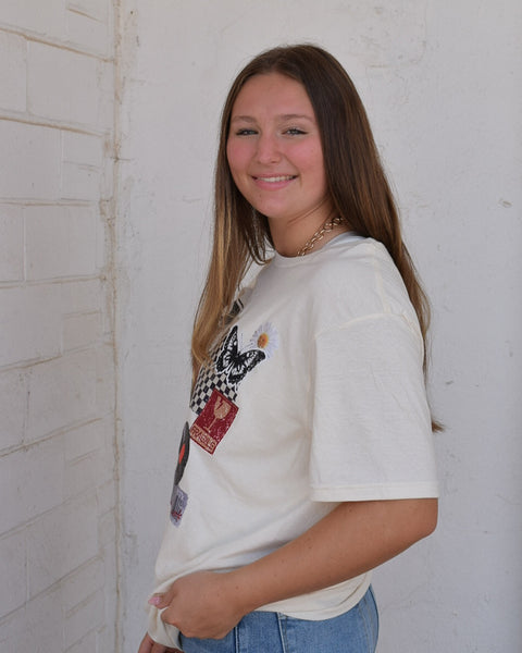 RETRO DREAM A LITTLE DREAM GRAPHIC TEE - OATMEAL - CURVY
