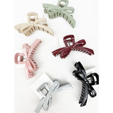 GLOSSY KNOTTED HAIR CLIP CLAW - 5 COLORS