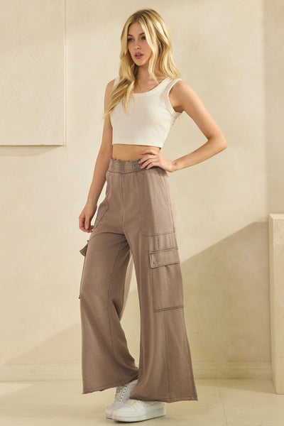 MINERAL WASHED UTILITY TROUSERS- CHARCOAL