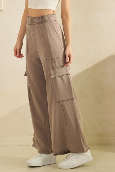 MINERAL WASHED UTILITY TROUSERS- CHARCOAL