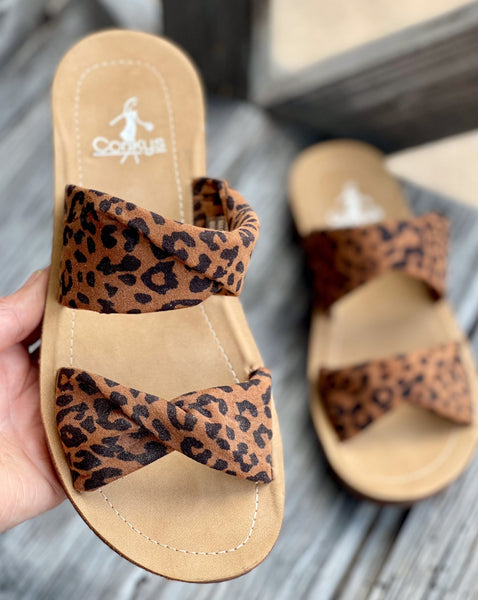 WITH A TWIST SANDAL BY CORKYS - LEOPARD