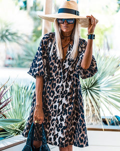 BACK TO ME LEOPARD PUFF SLEEVE DRESS