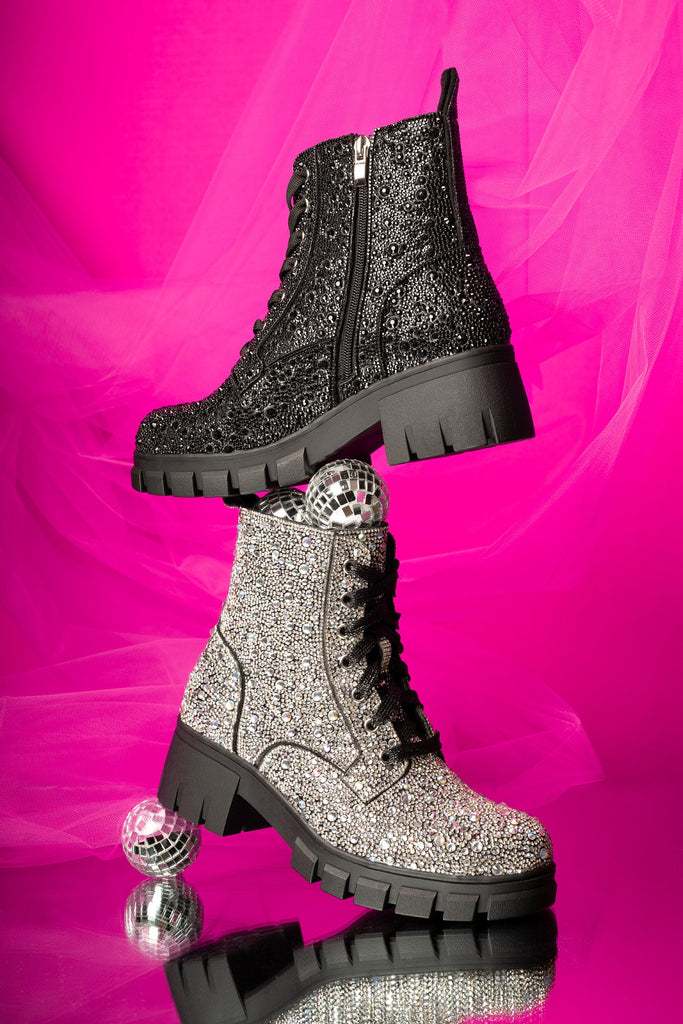 Black Rhinestone Corky Mood Boots