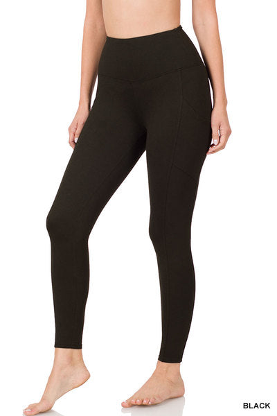 BRUSHED MICROFIBER LEGGINGS WITH POCKETS