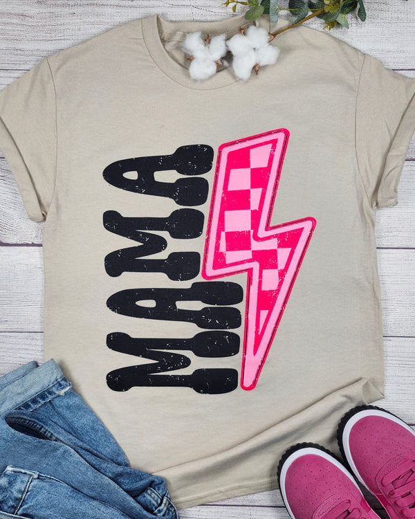 MAMA PINK LIGHTNING BOLT GRAPHIC TEE