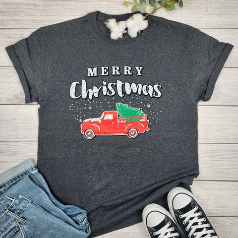 RED CHRISTMAS TRUCK GRAPHIC TEE