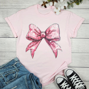 PREPPY PINK BOW GRAPHIC TEE