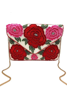 ENVELOPE CLUTCH- EMBROIDERY AND ROSES