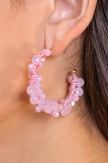 BLOOM HOOP EARRINGS - PINK