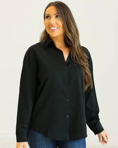 KATHRYN CLASSIC BUTTON-UP - BLACK REG/CURVY