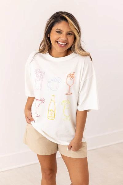 SUMMMER SPRITZ RELAXED TEE - WHITE