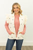 QUILTED PUFFER VEST- BOWS/IVORY