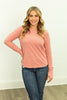 RIBBED LONG SLEEVE TOP- BLUSH PINK