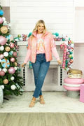 SEQUIN PUFFER VEST - PINK