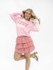 GINGHAM "LOVE" SWEATSHIRT - PINK