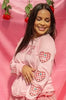 GINGHAM "LOVE" SWEATSHIRT - PINK