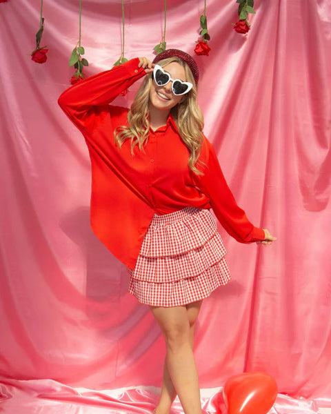 CHECK YES OR NO SKIRT- RED