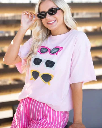 SHADES OF SUMMER GRAPHIC TEE - PINK - Salty Lime Boutique