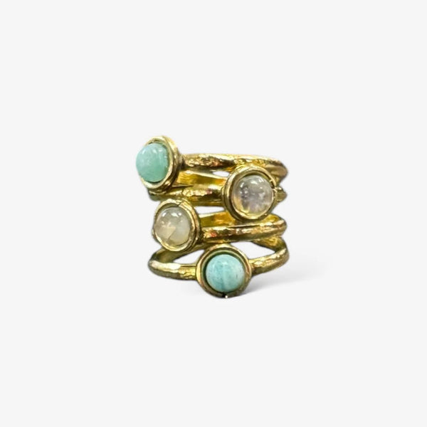 SIENNA RING - MOONSTONE & AMAZONITE