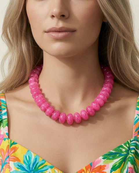Candy Colored Rondelle Beaded Necklace - 7 Colors
