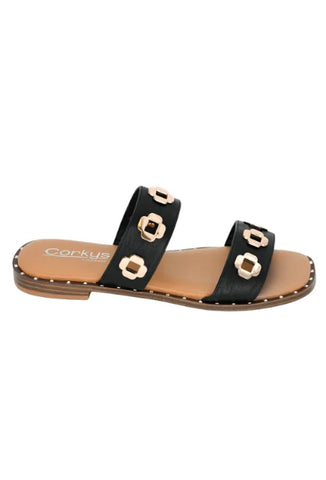 LOW TIDE SANDAL BY CORKYS- BLACK AND GOLD
