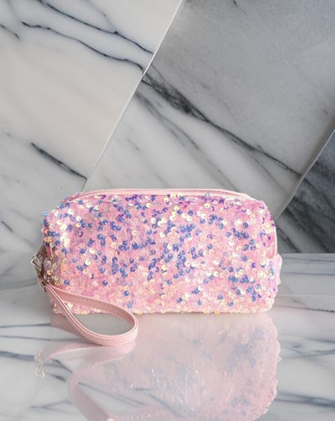 COLORFUL SHINE SEQUIN MAKEUP BAG - 5 COLORS