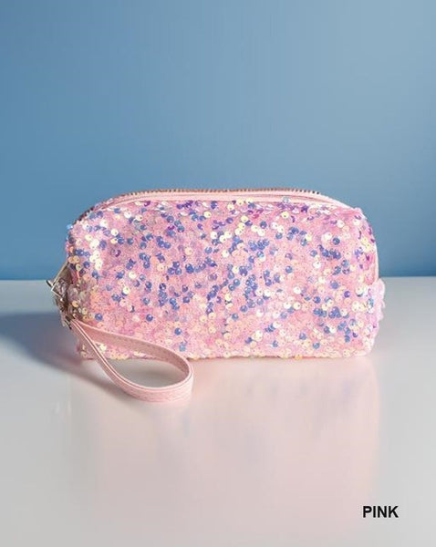 COLORFUL SHINE SEQUIN MAKEUP BAG - 5 COLORS