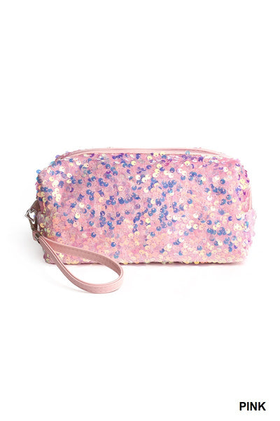 COLORFUL SHINE SEQUIN MAKEUP BAG - 5 COLORS