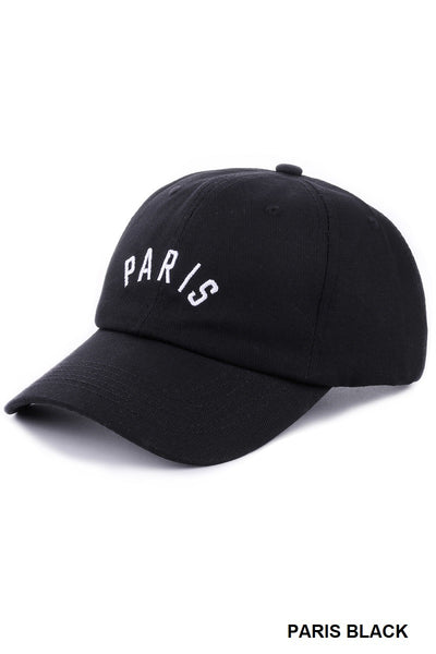 PARIS EMBROIDERED CAP - BLACK