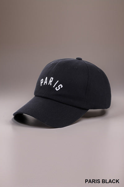 PARIS EMBROIDERED CAP - BLACK