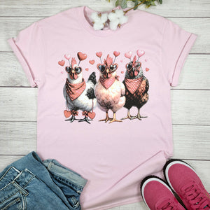 VALENTINES DAY CHICKENS GRAPHIC TEE