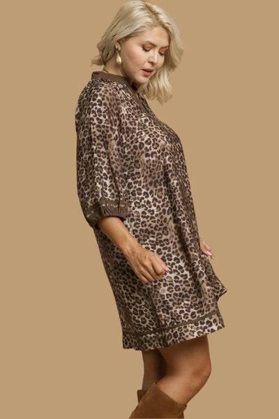 WHAT I WANT LEOPARD PRINT MINI DRESS BY UMGEE  - CURVY