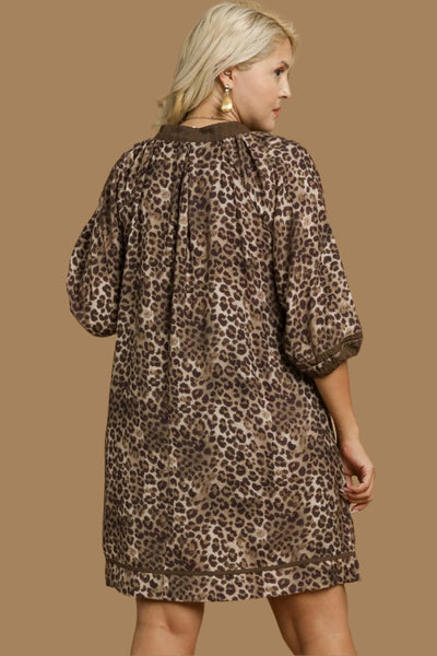 WHAT I WANT LEOPARD PRINT MINI DRESS BY UMGEE  - CURVY