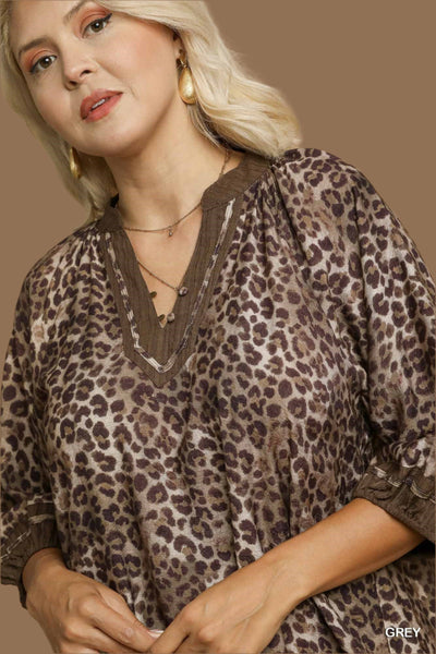 WHAT I WANT LEOPARD PRINT MINI DRESS BY UMGEE  - CURVY