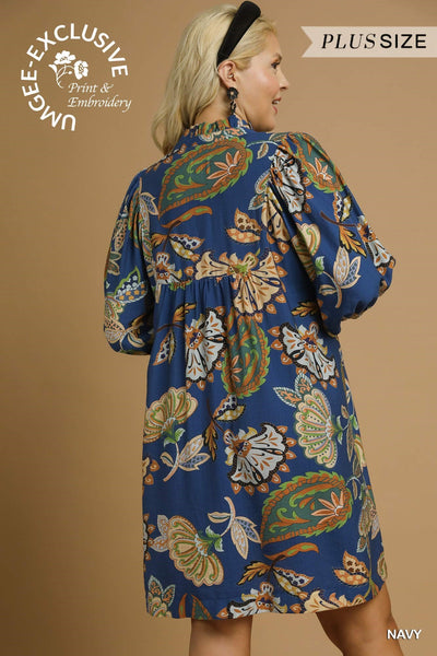TURNING HEADS PUFF SLEEVE BABYDOLL DRESS BY UMGEE - CURVY