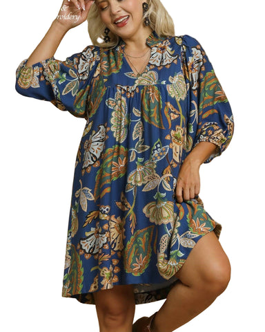 TURNING HEADS PUFF SLEEVE BABYDOLL DRESS BY UMGEE - CURVY