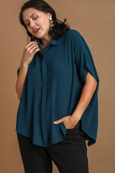 READY TO FLY OVERSIZED TOP - TEAL