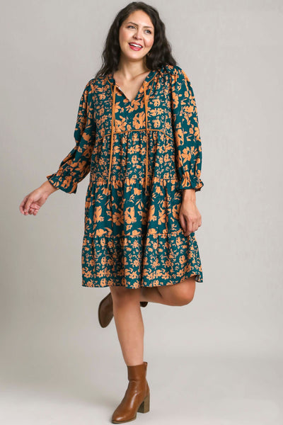 CURVY FALLING FOR YOU FLORAL DRESS BY UMGEE