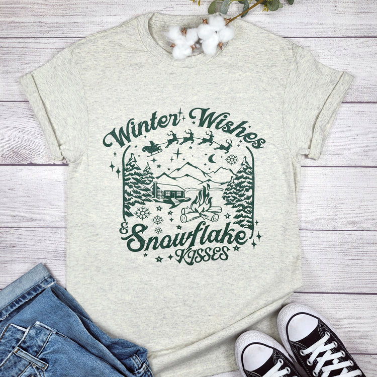 WINTER WISHES AND SNOWFLAKE KISSES GRAPHIC TEE