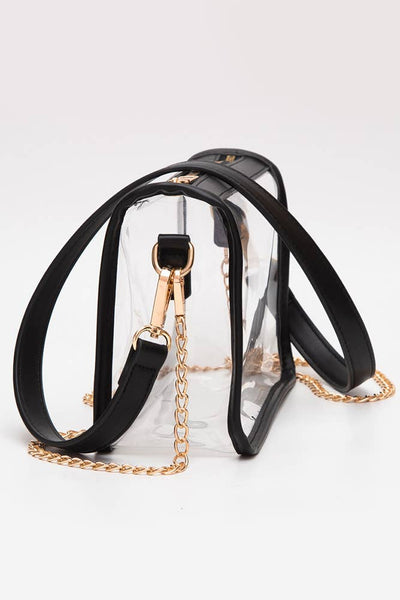 CLEAR RECTANGLE STADIUM CONCERT CROSSBODY BAG - FUCHSIA