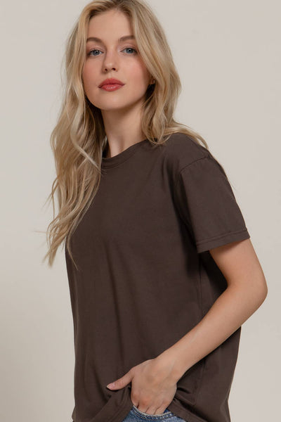 BASIC SHORT SLEEVE TEE - COCOA