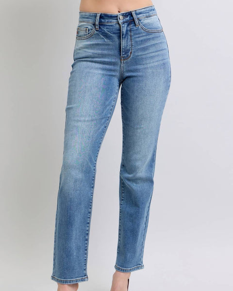 VINTAGE WASH THERMAL STRAIGHT BY JUDY BLUE - MEDIUM WASH