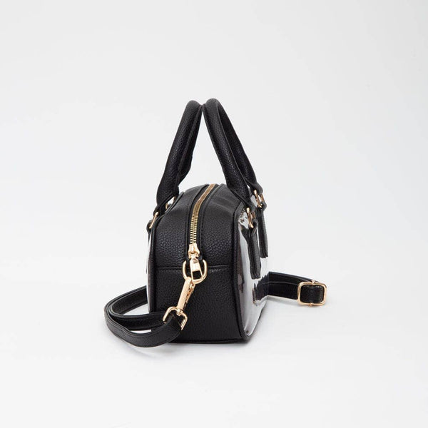 TG10774 Clear Plastic East-West Top Handle/Crossbody Bag: Gold - Salty Lime Boutique