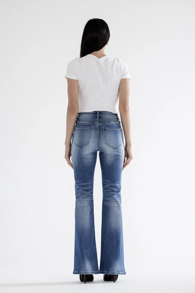 High-rise Relaxed Flare By Mica - Med Wash - Salty Lime Boutique