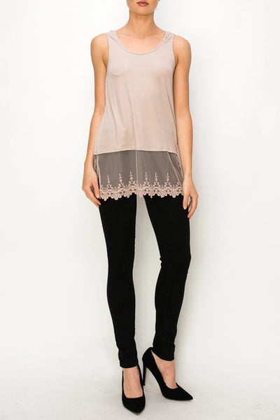 TANK TOP WITH LACE LAYER - 2 COLORS - REG/CURVY - Salty Lime Boutique