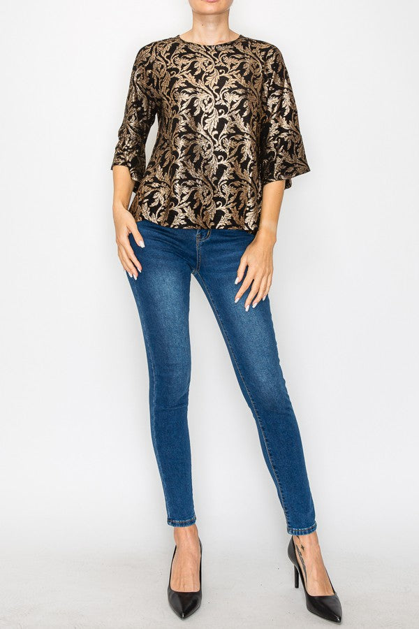 MARGOT GOLD FLORAL TOP