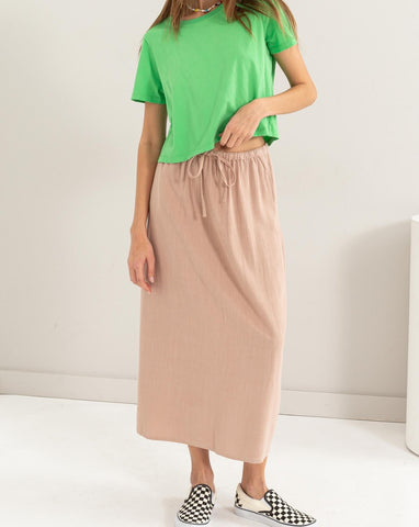 AUDREY LINEN SKIRT - TAN